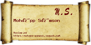 Mohápp Sámson névjegykártya